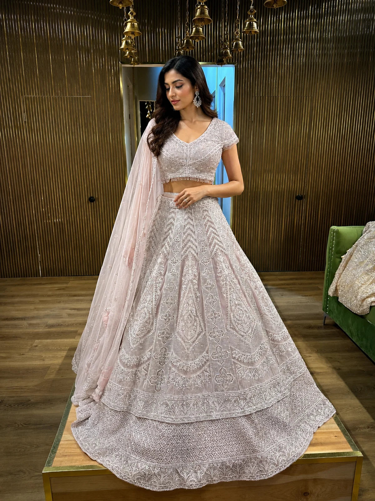 Ivory Pearl Work Lehenga