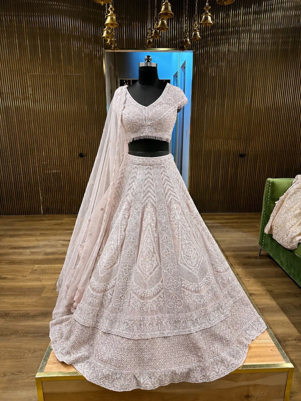 Ivory Pearl Work Lehenga