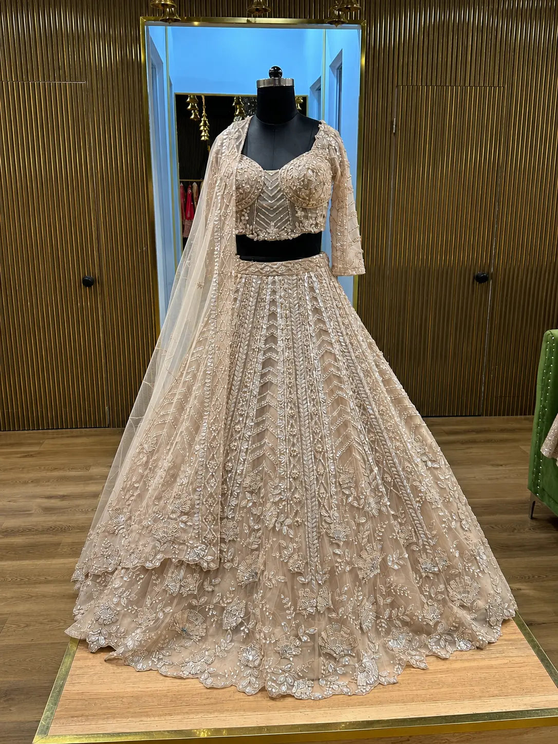 Blush Sequin & Bead Work Reception Lehenga Choli