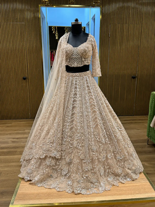 Blush Sequin & Bead Work Reception Lehenga Choli