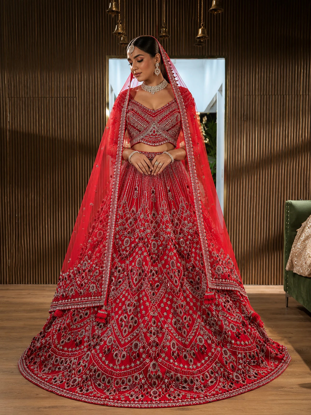Red Embroidered Heavy Work Lehenga Choli