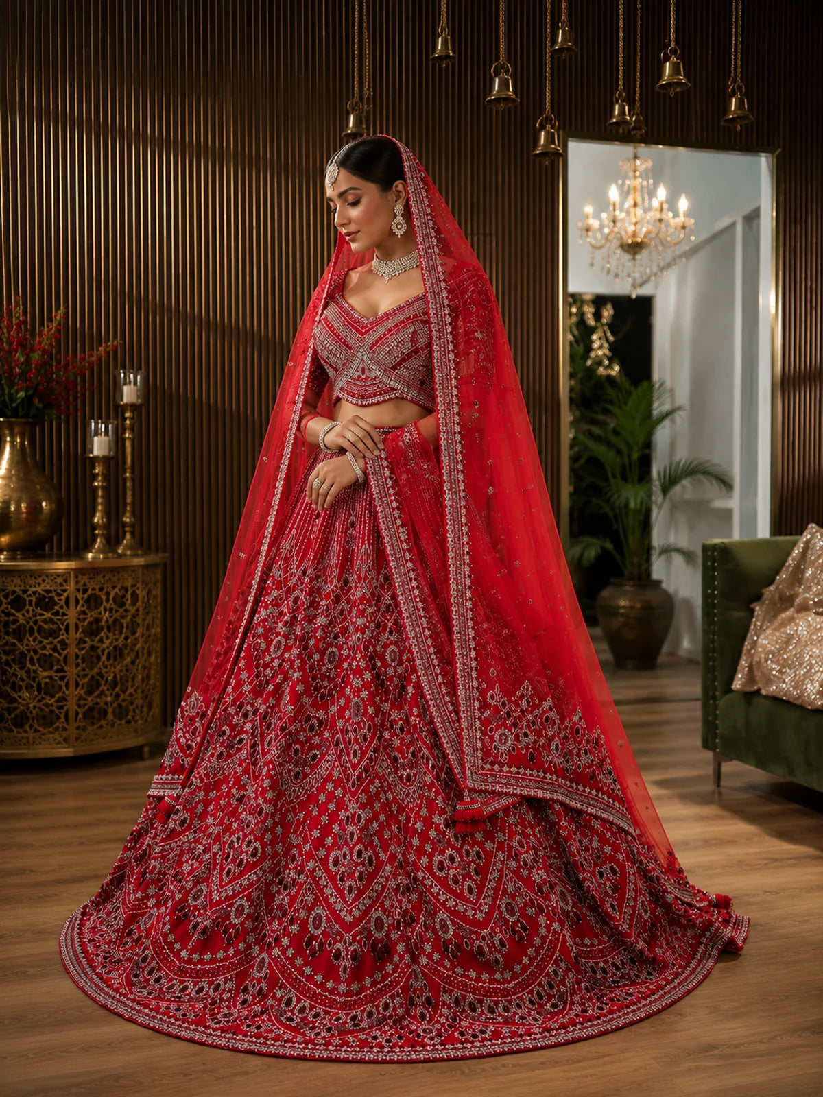 Red Embroidered Heavy Work Lehenga Choli